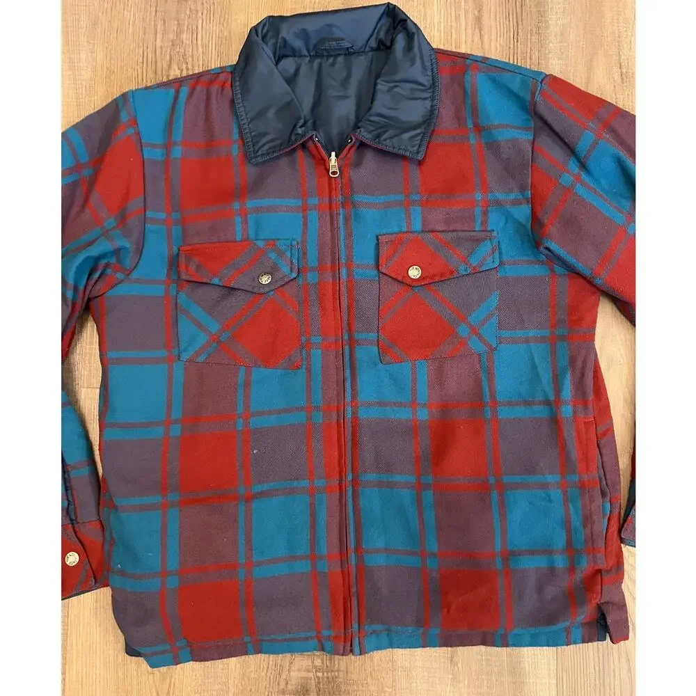 The North Face Reversible Plaid Flannel / Nylon Jacket Distressed